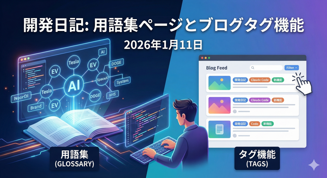 開発日記: 2026年1月11日 - 用語集ページとブログタグ機能